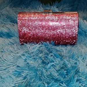 INC International Concepts clutch pink rhinestone handbag with chain